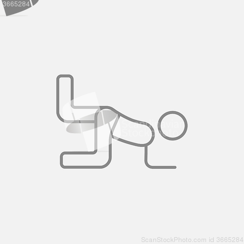 Image of Man exercising buttocks line icon.