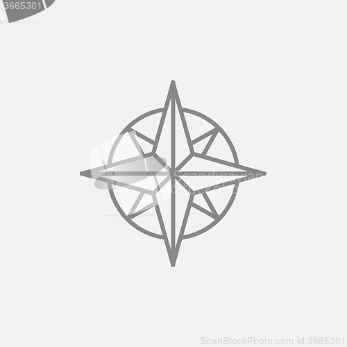 Image of Compass wind rose line icon.