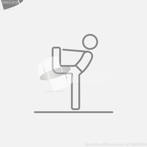 Image of Man practicing yoga line icon.