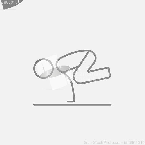 Image of Man practicing yoga line icon.