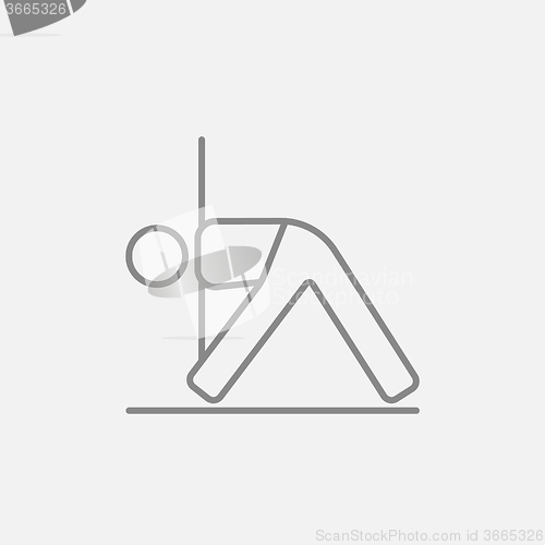 Image of Man practicing yoga line icon.