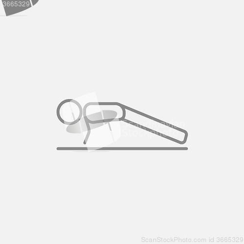 Image of Man making push ups line icon.