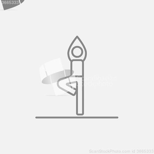 Image of Man practicing yoga line icon.
