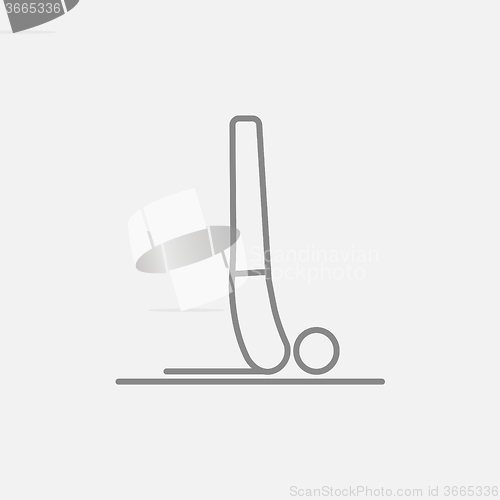 Image of Man practicing yoga line icon.