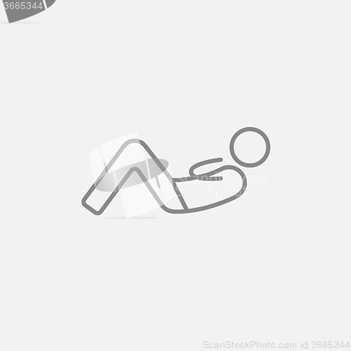 Image of Man doing abdominal crunches line icon.