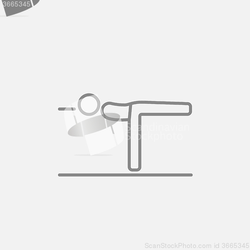 Image of Man practicing yoga line icon.