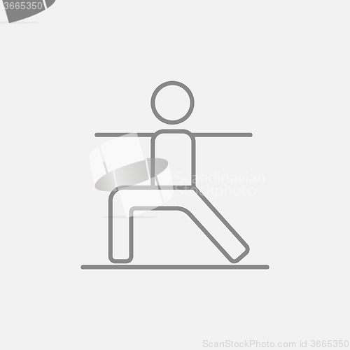 Image of Man practicing yoga line icon.