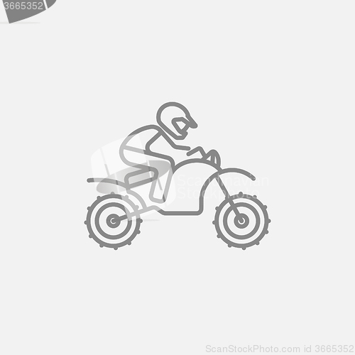 Image of Man riding motocross bike line icon.