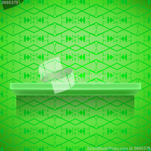 Image of Green Shelf  on Ornamental  Lines Background