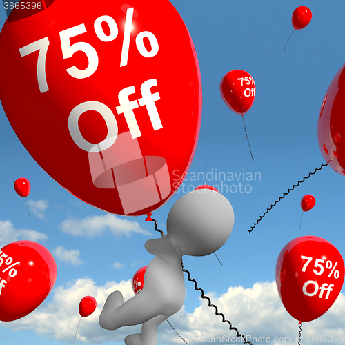 Image of Balloon With 75% Off Showing Sale Discount Of Seventy Five Perce