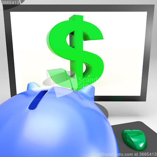 Image of Dollar Symbol On Monitor Showing American Currency