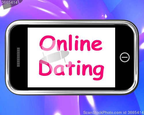 Image of Online Dating  On Phone Shows Romancing And Web Love