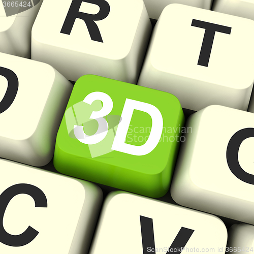 Image of 3d Key Shows Three Dimensional Printer Or Font
