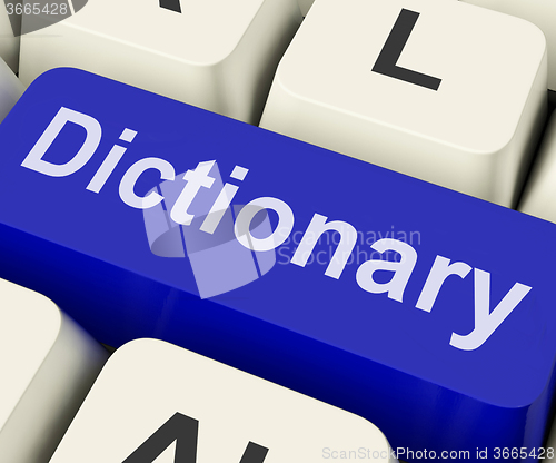 Image of Dictionary Key Shows Online Or Web Definition Reference