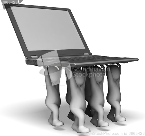 Image of Laptop And Characters Shows Web Programming Online