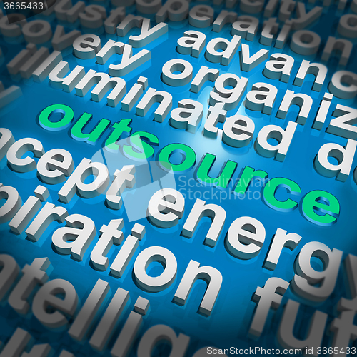 Image of Outsource Word Cloud Shows Sub Contract And Freelance