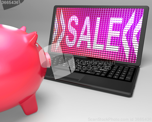 Image of Sale On Laptop Showing Promotional Prices