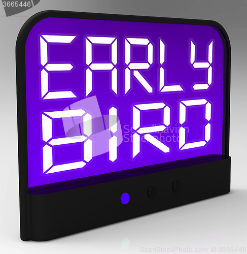 Image of Early Bird Clock Shows Punctuality Or Ahead Of Schedule