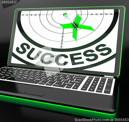 Image of Success On Laptop Showing Successful Progress