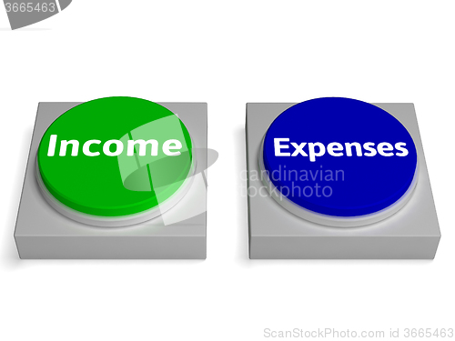 Image of Income Expenses Buttons Shows Profit And Accounting