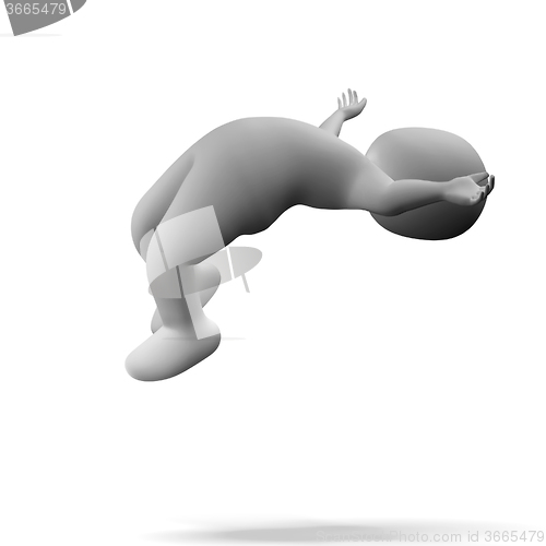 Image of Falling 3d Character Showing Peril And Danger