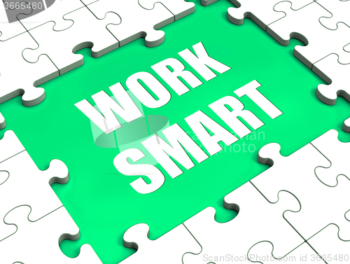 Image of Work Smart Puzzle Shows Intelligent Clever Worker