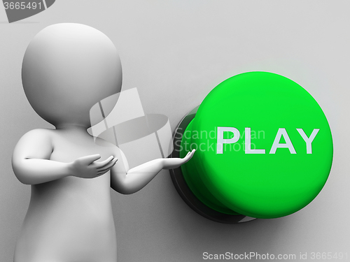 Image of Play Button Means Fun Games And Relaxing