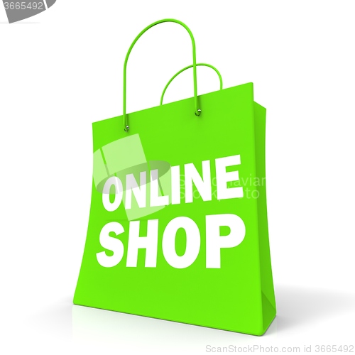 Image of Shopping Online Bag Shows Internet Buying