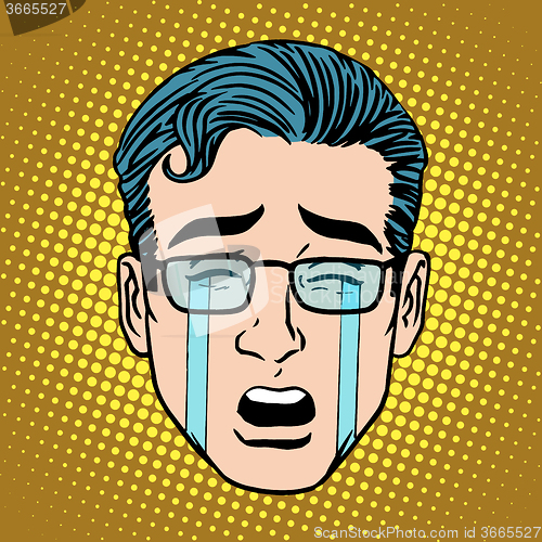 Image of Emoji crying sadness man face icon symbol