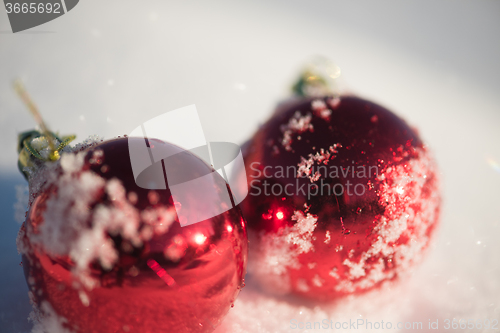 Image of christmas ball in snow