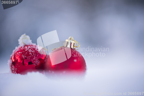 Image of christmas ball in snow