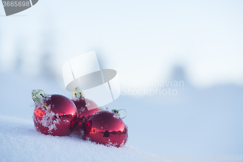 Image of christmas ball in snow