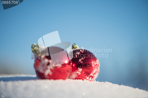 Image of christmas ball in snow