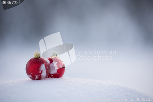 Image of christmas ball in snow