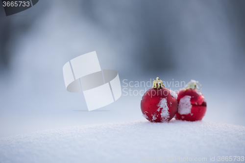 Image of christmas ball in snow