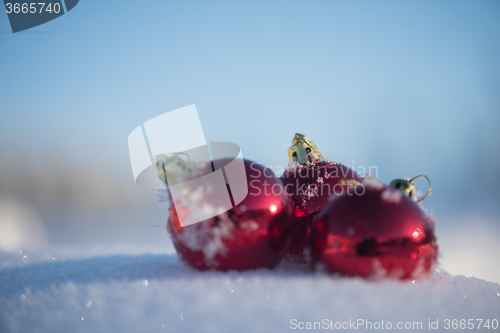 Image of christmas ball in snow