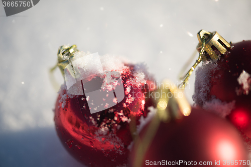 Image of christmas ball in snow