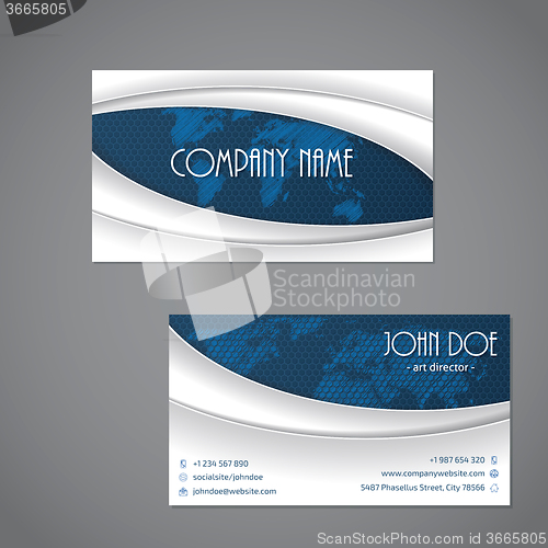 Image of Blue scribbled map business card template