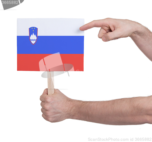 Image of Hand holding small card - Flag of Slovenia