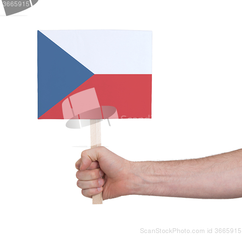 Image of Hand holding small card - Flag of Czech Republic