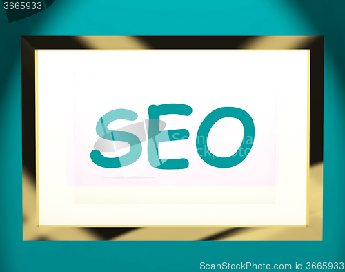 Image of Seo On Screen Shows Search Engine Optimizing Online