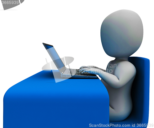 Image of Office Worker And Computer Showing Typing
