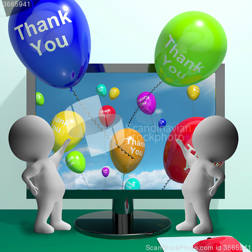 Image of Thank You Balloons From Computer As Online Thanks Message