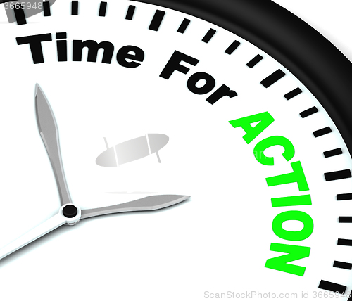 Image of Time for Action Clock Means To Inspire And Motivate