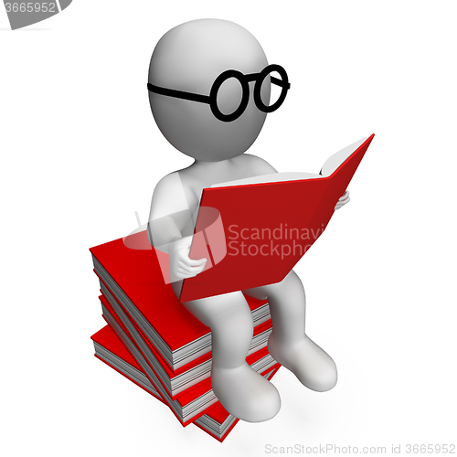 Image of Student Reading Books Showing Studious