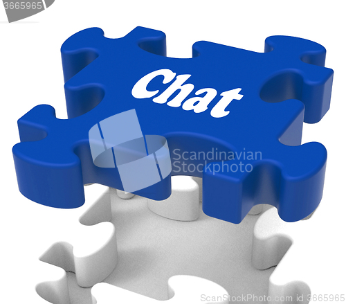 Image of Chat Jigsaw Shows Talking Chatting Typing Or Texting