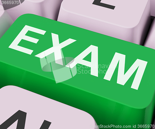 Image of Exam Key Shows Examination Exams Or Web Test
