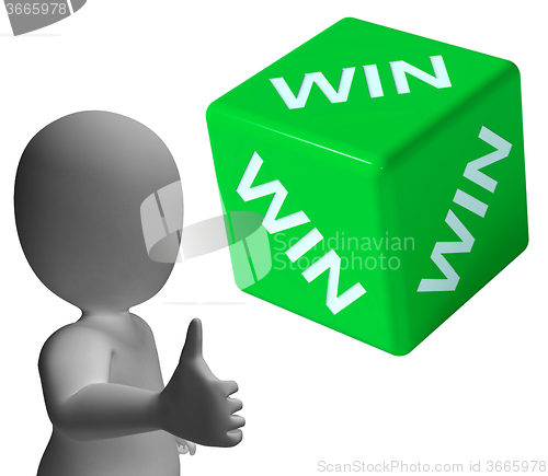 Image of Win Dice Showing Success Winner And Champion