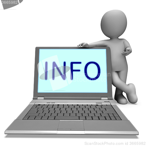 Image of Info On Laptop Means Information Knowledge And Assistance Online