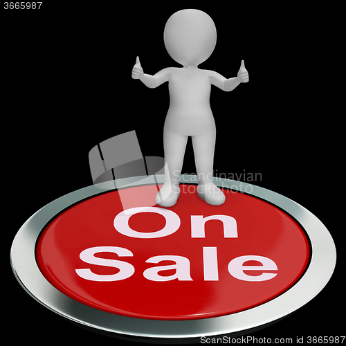 Image of On Sale Button Means Reduced Price And Cheap Products